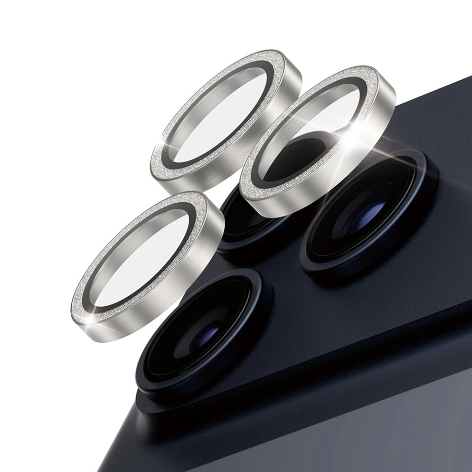 Protectie Camera pentru iPhone 16 Pro / 16 Pro Max / 17 Pro / 17 Pro Max, Hoops PanzerGlass®, cu Separare Optica, Sticla Securizata, Anti-Zgarieturi si Anti-Reflexie, Argintiu - 1 | YEO