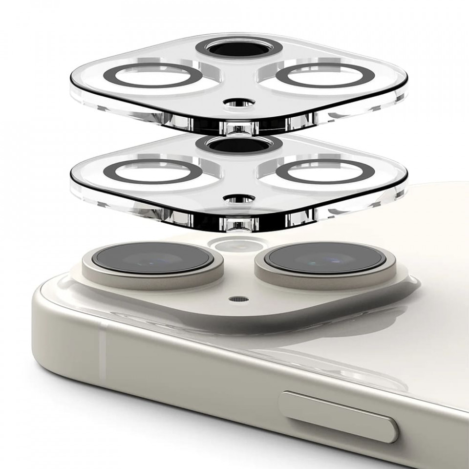 [Set 2x] Folii camera iPhone 15 / 15 Plus, Ringke Camera Protector Glass - Clear