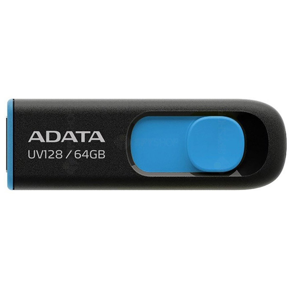 Stick USB ADATA AUV128-RBE, 64GB, USB 3.2, Transfer Rapid, Albastru/Negru