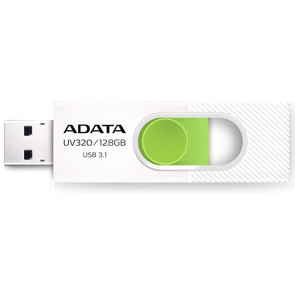 Stick USB ADATA UV320, 128G, USB 3.1, Design Glisant, Alb/Verde