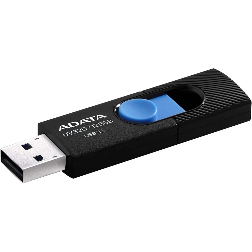 Stick USB ADATA UV320, 128GB, USB 3.1, Design Glisant, Negru/Albastru - 1 | YEO