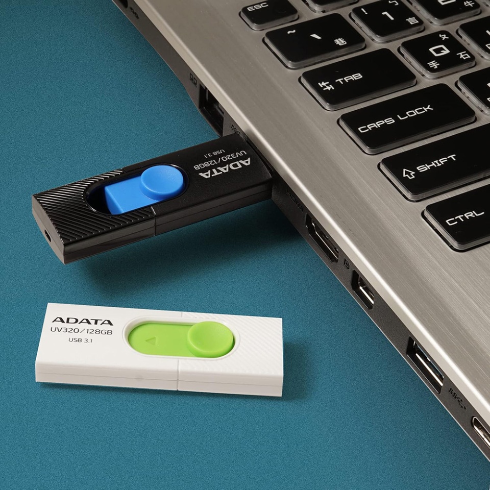 Stick USB ADATA UV320, 32GB, USB 3.1, Design Glisant, Negru/Albastru - 3 | YEO