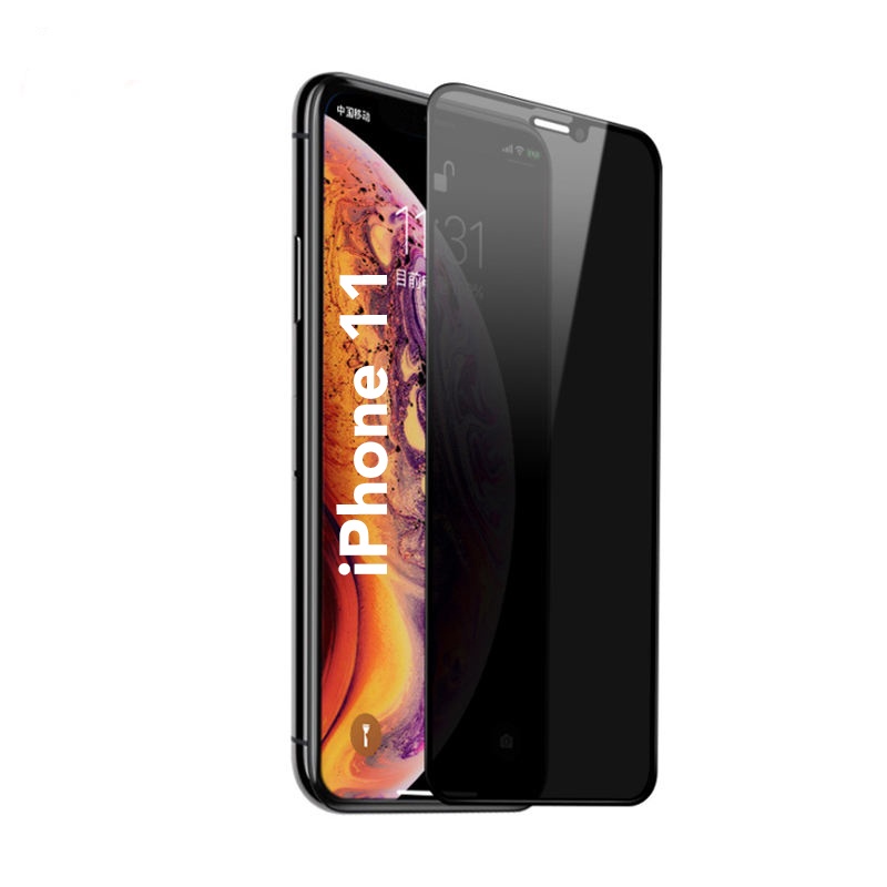 Sticla pentru iPhone 11 / XR, Anti-spy Ultra HD, Protectie 9H, Montare Simplă, SKYDDAR 111D Privacy - Black Frame