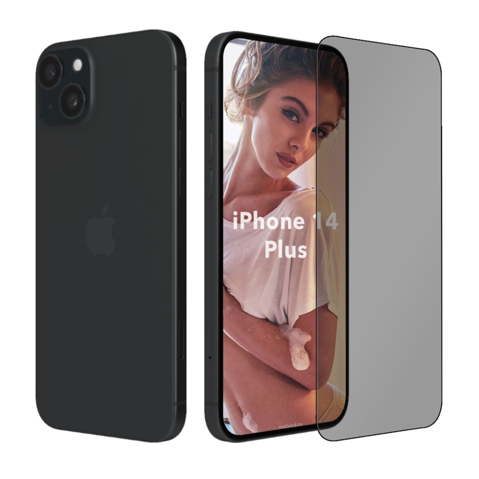 Sticla pentru iPhone 13 Pro Max / 14 Plus, Anti-spy Ultra HD, Protectie 9H, Montare Simplă, SKYDDAR 111D Privacy - Black Frame
