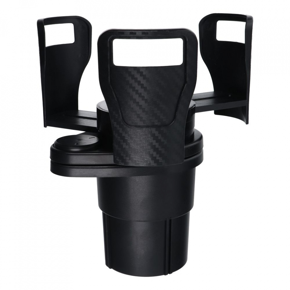 Suport Auto Universal Skyddar EasyGrip, Cup Holder Dublu, Ajustabil, Extender Multifuncțional pentru Băuturi, Telefon și Snacks-uri, Compatibil cu Majoritatea Mașinilor - Negru - 3 | YEO