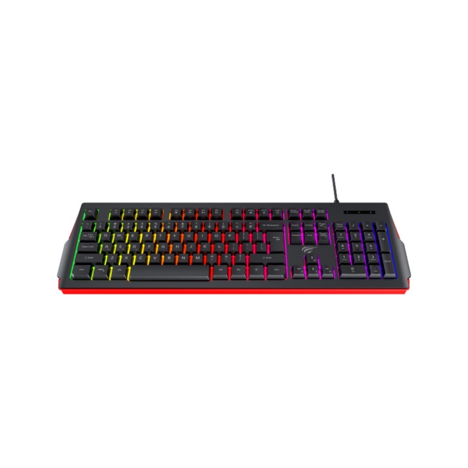 Tastatura Gaming RGB, Layout EN, Cablu 1.4m, 300mA, Havit KB866L, Negru/ Rosu - 2 | YEO