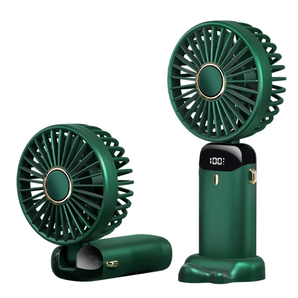 Ventilator Portabil, 5 Viteze, N15, USB-C 2A, 1800mAh, Compact si Usor, set cu sticker, Verde