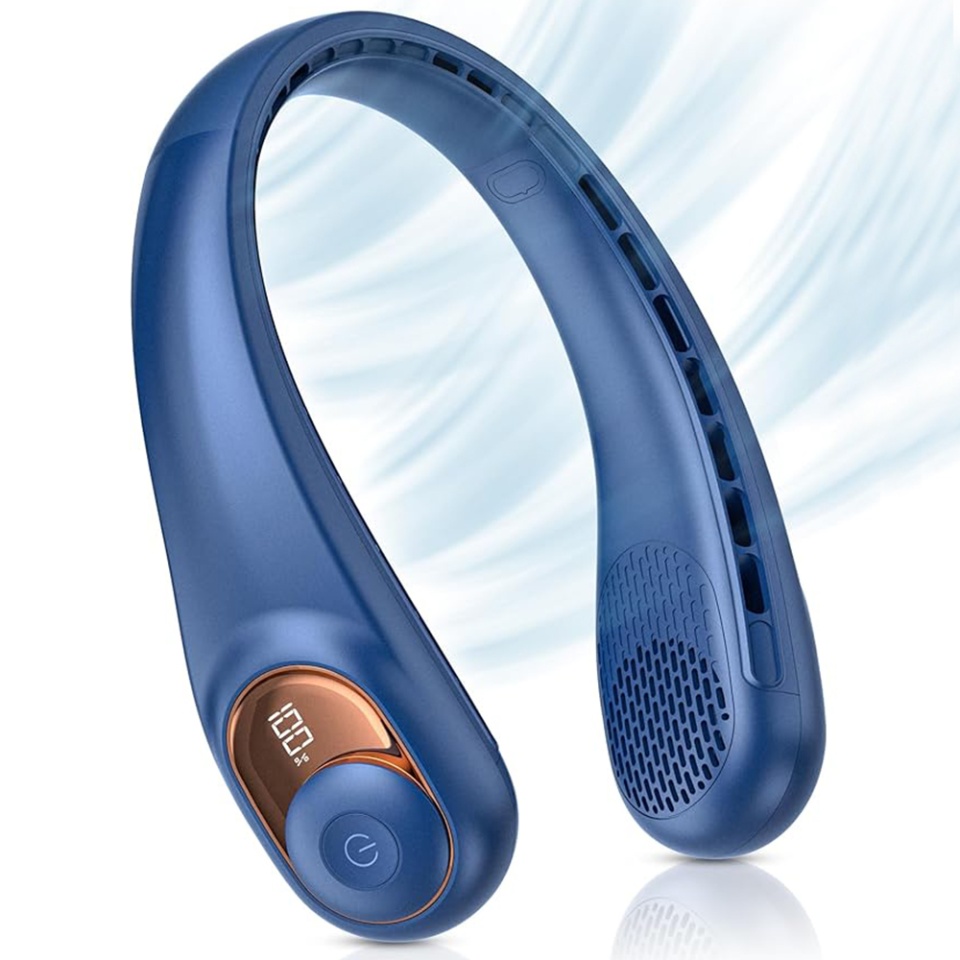 Ventilator Portabil de Gat S9, Display Digital, 3 Viteze, 5200mAh, 5800RPM, Hands-Free si Reincarcabil, Albastru - 2 | YEO