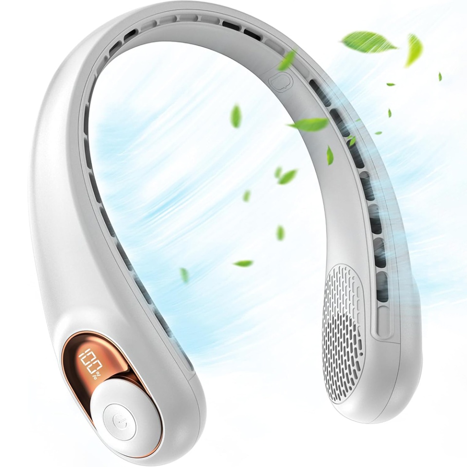 Ventilator Portabil de Gat S9, Display Digital, 3 Viteze, 5200mAh, 5800RPM, Hands-Free si Reincarcabil, Alb