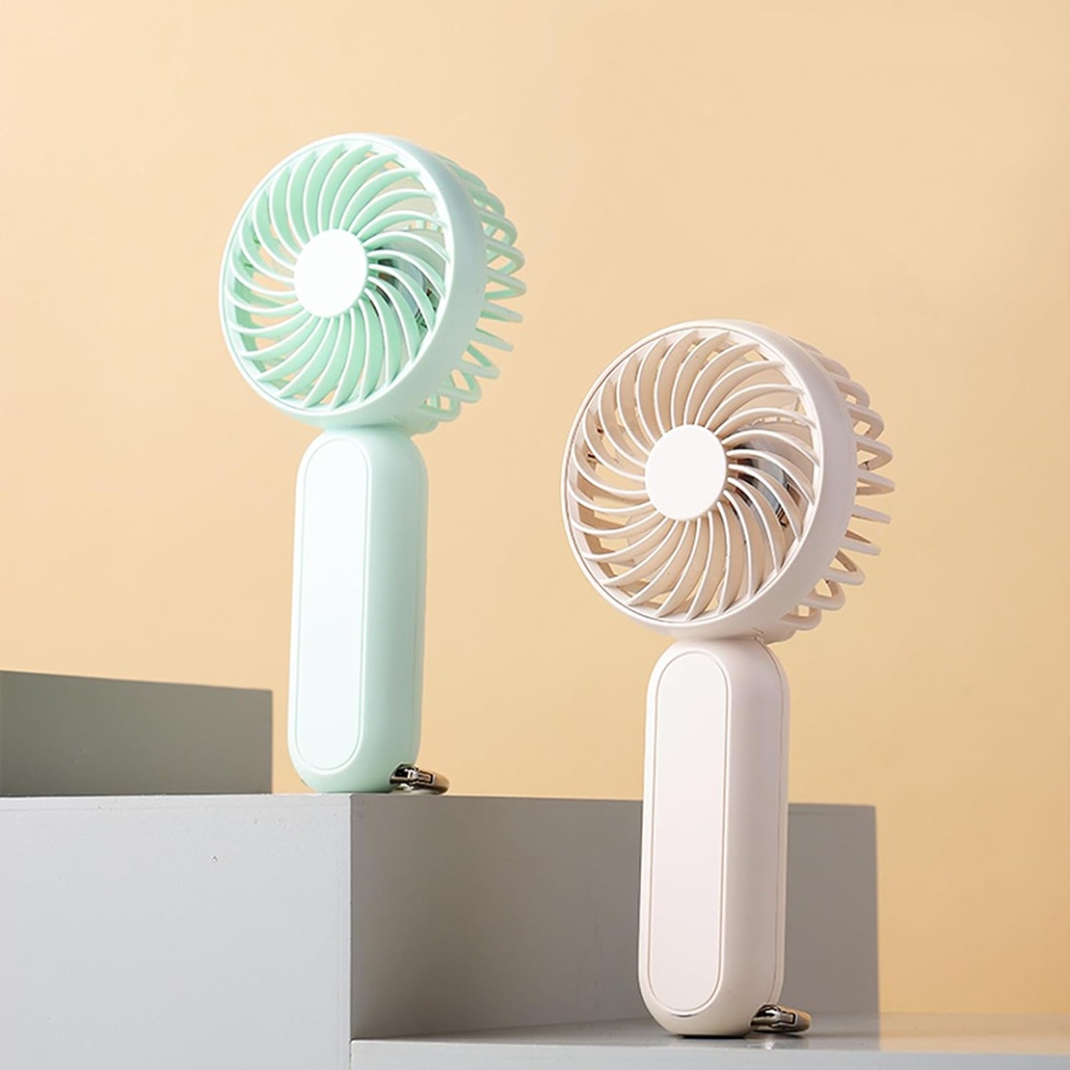 Ventilator Portabil Mini, 3 Viteze, de Birou, de Mana, USB, 1200mAh, SKDR LittleWonder - Roz Auriu - 1 | YEO