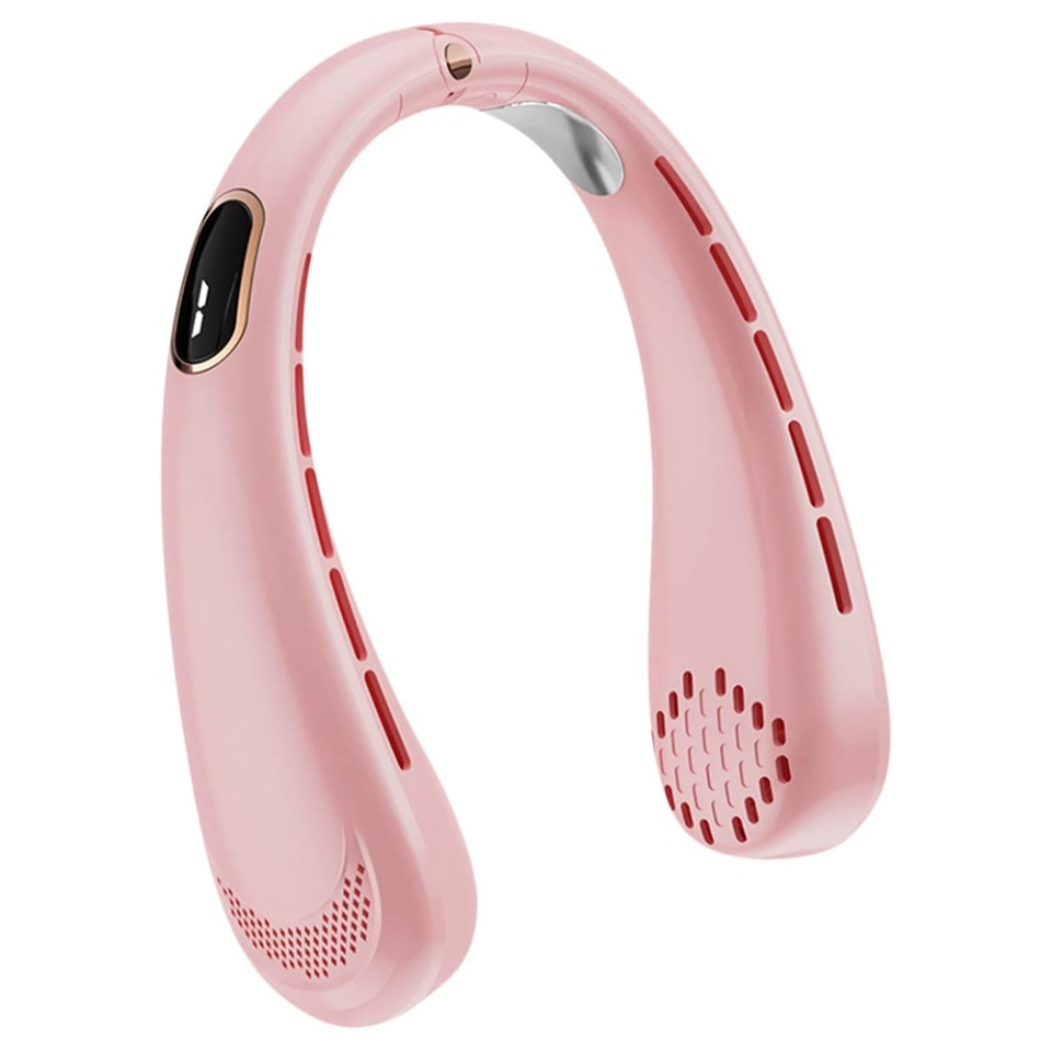 Ventilator Portabil pentru Gat, Ajustabil, 5 Trepte Viteza, Display Digital, USB, SKDR NeckBreeze - Roz