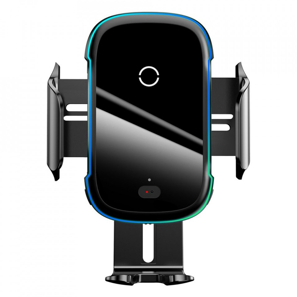 Baseus - Light Electric Car Holder (WXHW03-01) with Wireless Charging, 15W for Dashboard / Windshield / Air Vent - Black