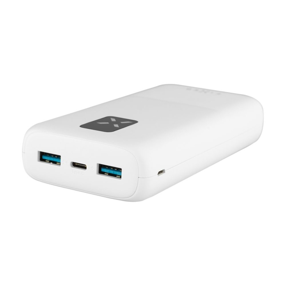 Baterie Externa 20000mAh, 20W Fast Charging, 2x USB + 1x Type-C, Display LCD, Fixed Zen 20 FIXZEN-20-BK, Alb - 1 | YEO