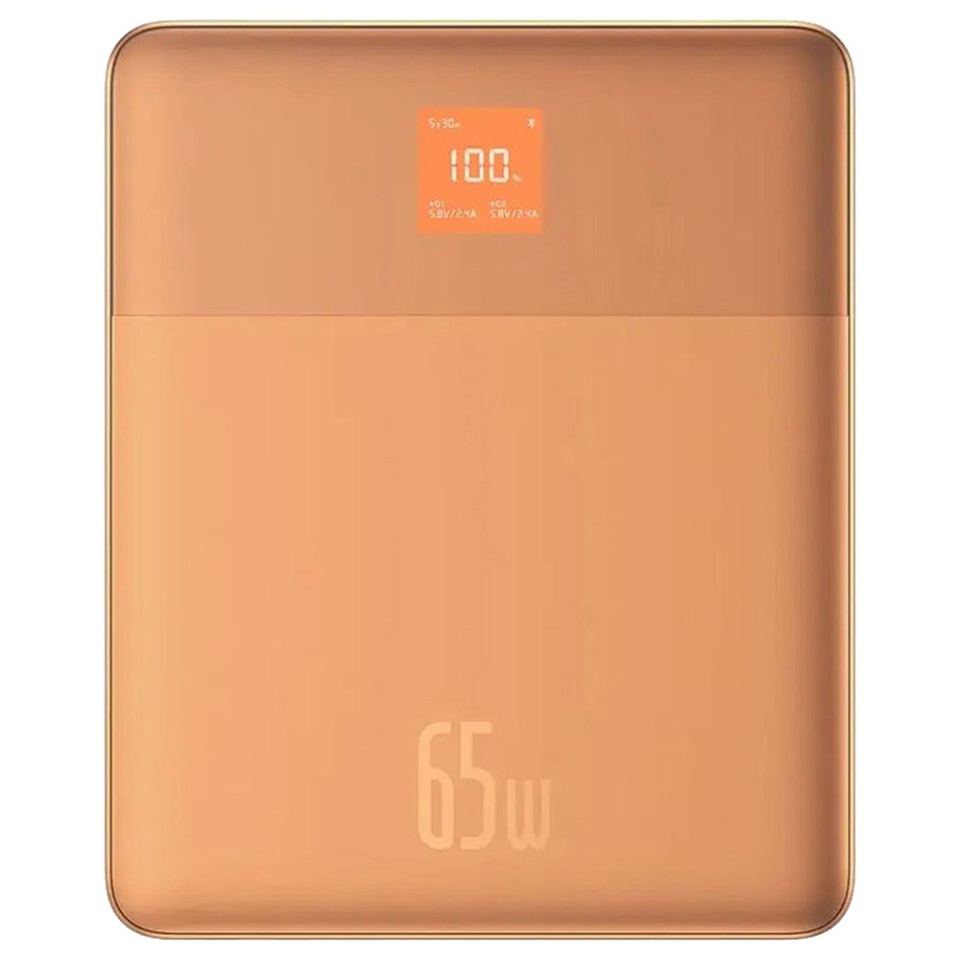 Baterie Externa 2x Type-C, 65W, 12.000mAh, Display Digital, Cablu inclus Type-C, Baseus Power Bank Blade, Portocaliu