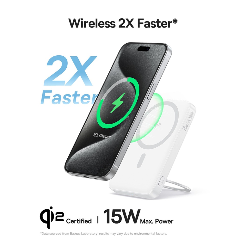 Baterie Externa, Baseus, Incarcare Rapida, Magnetic, Type-C, Qi2, Fast Charging, 20W, 5000mAh, Cablu Type-C, PicoGo, Alb - 3 | YEO