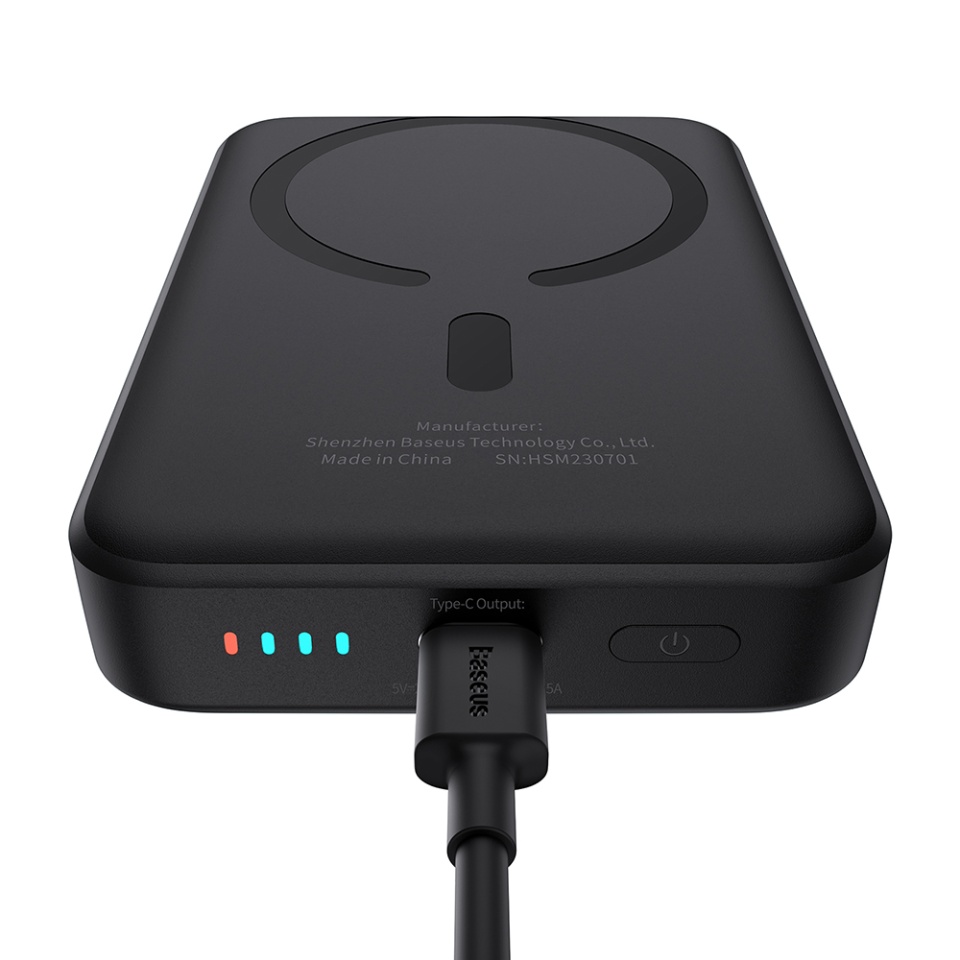 Baterie Externa, Baseus, Magnetica, Incarcare Rapida, MagSafe, USB-C, 10000mAh, 20W, Magnetic Mini, Negru - 2 | YEO