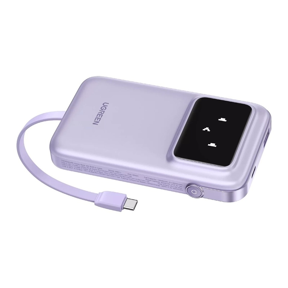 Baterie Externa USB, Type-C cablu, 10.000mAh, 30W, Ugreen Power Bank PB511, Mov - 1 | YEO