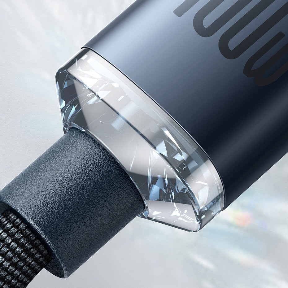 Cablu de date Type-C la Type-C, 100W, 2m, Baseus Crystal Shine (CAJY000701) - Negru - 3 | YEO