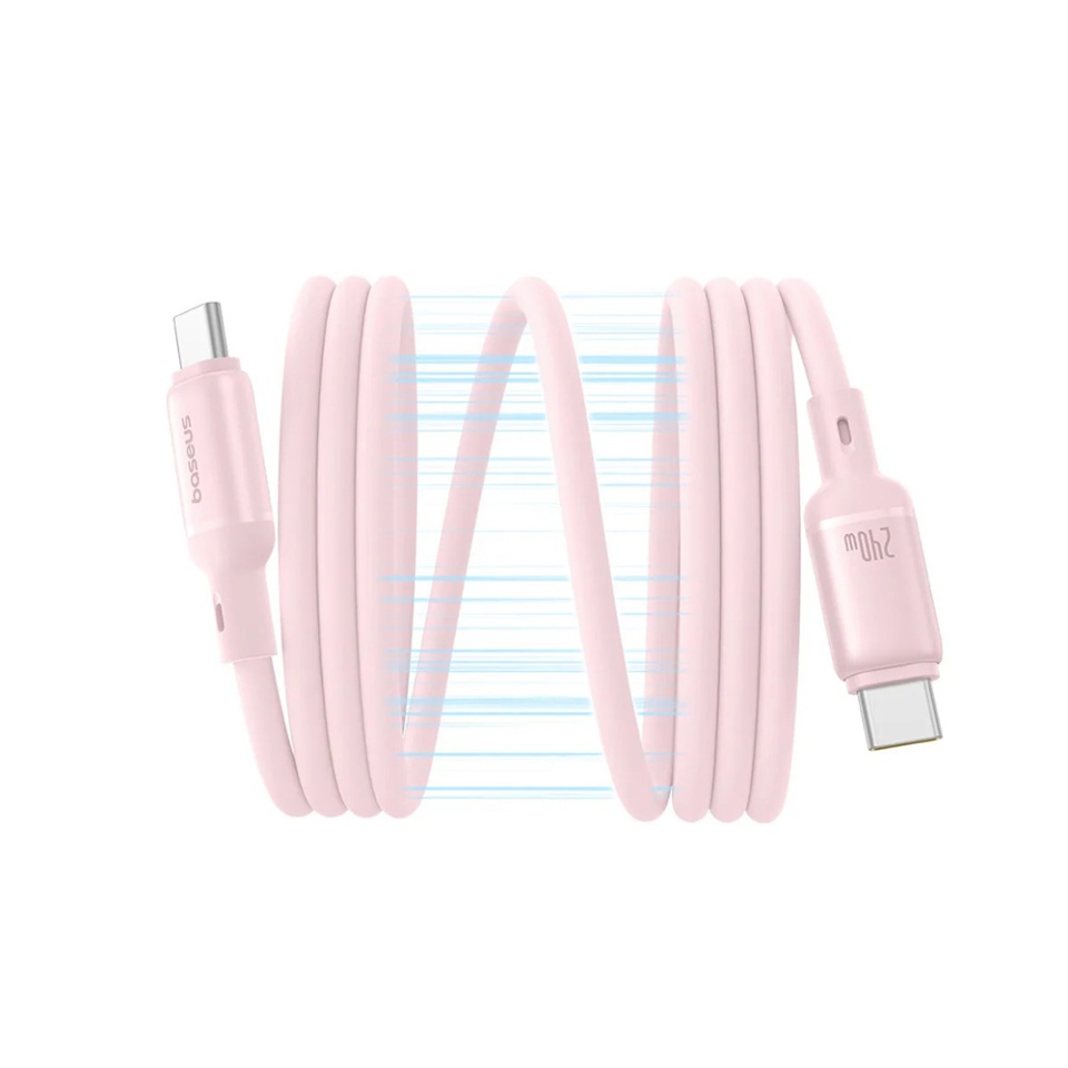 Cablu de date Type-C la Type-C, Fast Charging, 480Mbps, Silicone, 1m, Baseus Data Cable PicoGo, Roz - 1 | YEO