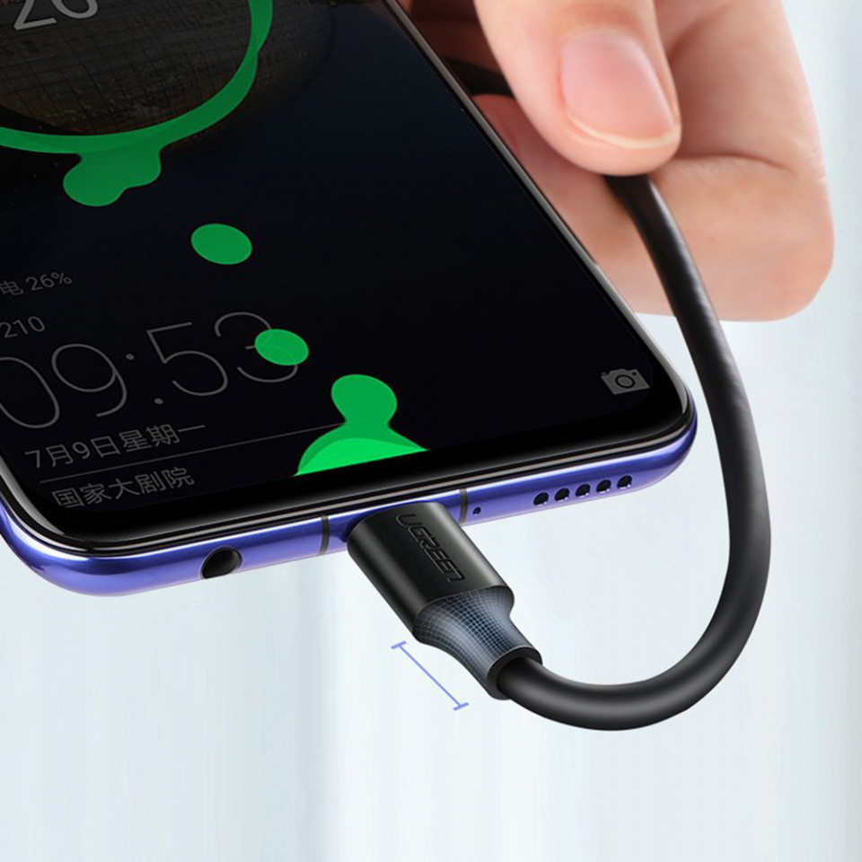 Cablu de Date USB la Type-C 2m, Ugreen Nickel Plating - Alb - 1 | YEO