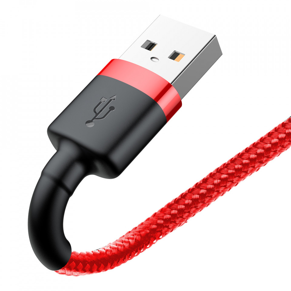 Cablue de date USB la Lightning, 1.5A, 2m, Cafule Baseus (CALKLF-C09) - Rosu - 1 | YEO