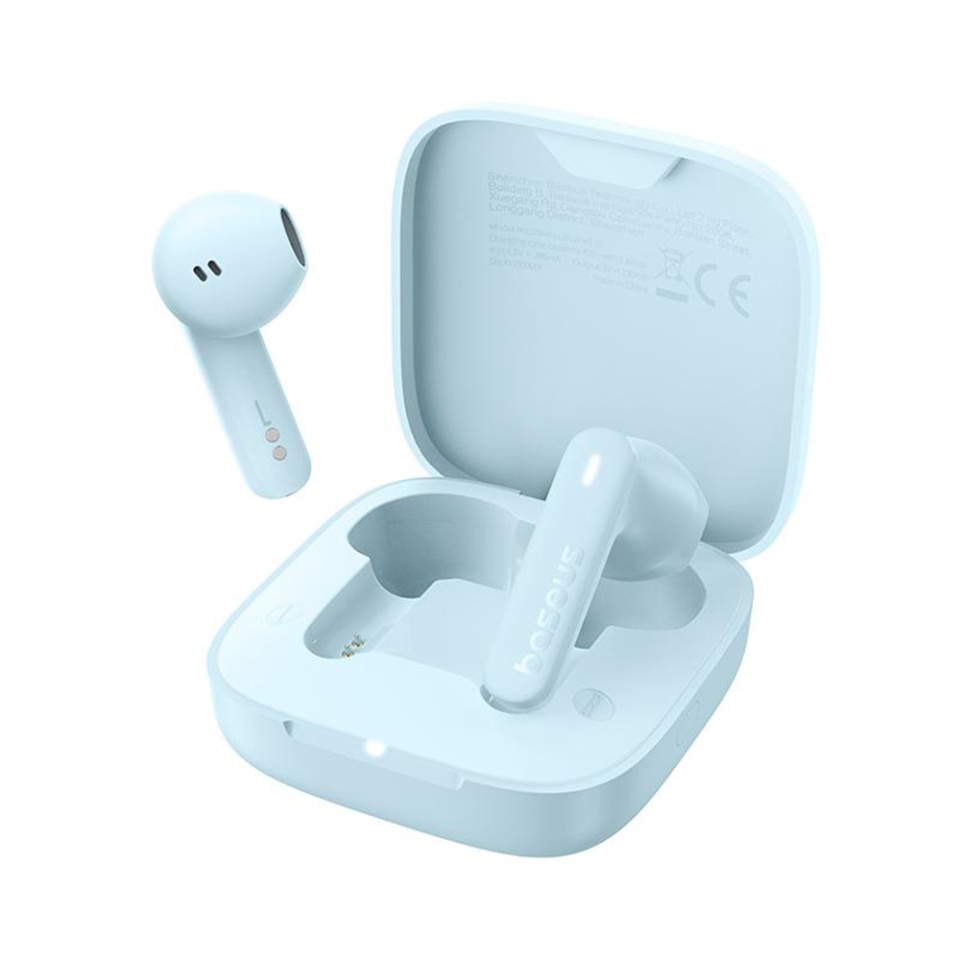 Casti Bluetooth Wireless, Baseus Wireless Earbuds Bowie E16, Casti fara Fir, Bluetooth 5.3, TWS, USB-C, cu dock de incarcare, Rezistente la Praf IPX4, Bleu