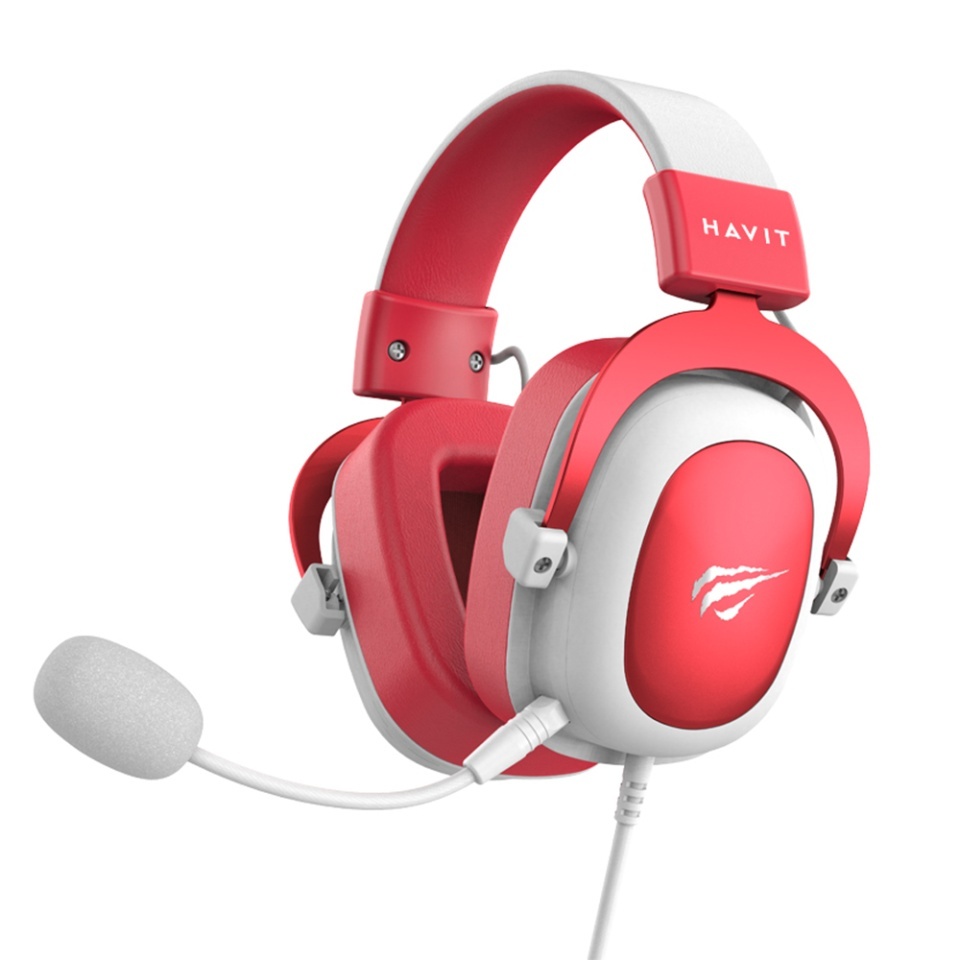 Casti gaming pentru PS4/PS5/XBOX, cu Microfon, Cablu 2m, 53mm, Jack 3.5mm, Havit H2002d, Rosu