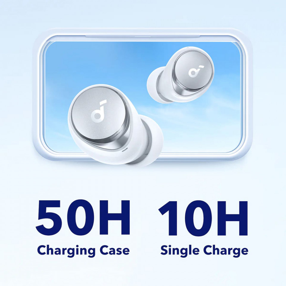 Casti In-Ear Bluetooth 5.2, ANC, Hi-Res, Wireless incarcare Type-C, Anker SoundCore Space A40, Alb - 1 | YEO