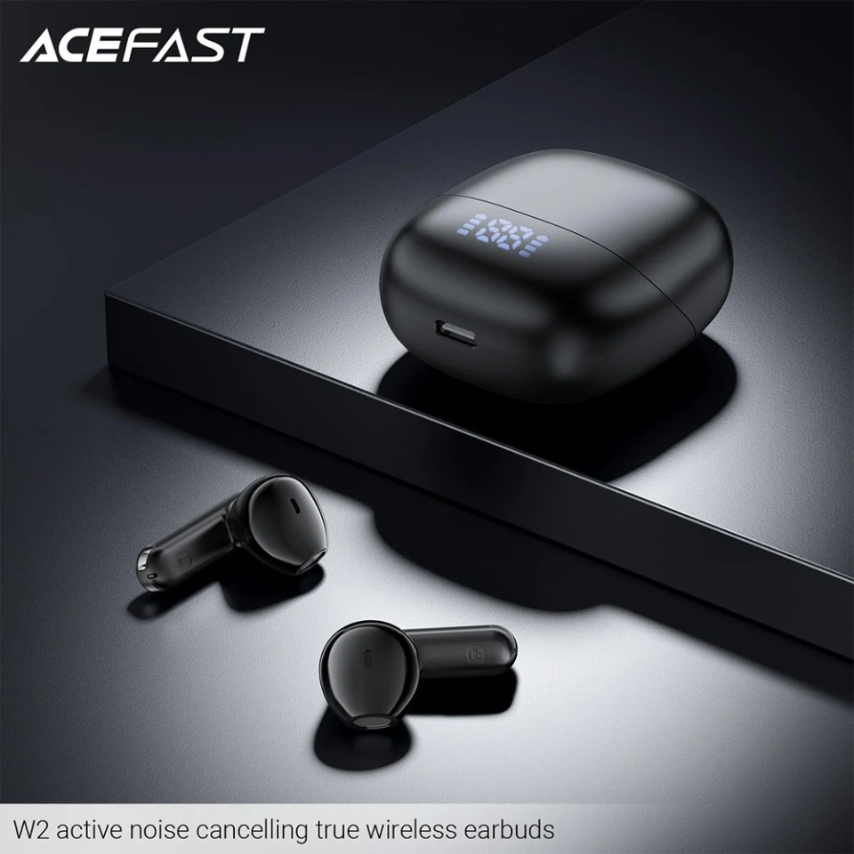Casti Wireless TWS, Bluetooth 5.4, 4-Mic ENC, IPX4, Display LED, Design Magnetic, Autonomie 400mAh, Acefast W2, Negru - 3 | YEO