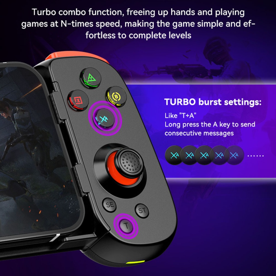 Controller Wireless Multiplatforma D6 DP, iOS/Android/PC/PS4/Switch, set cu sticker, Negru - 3 | YEO