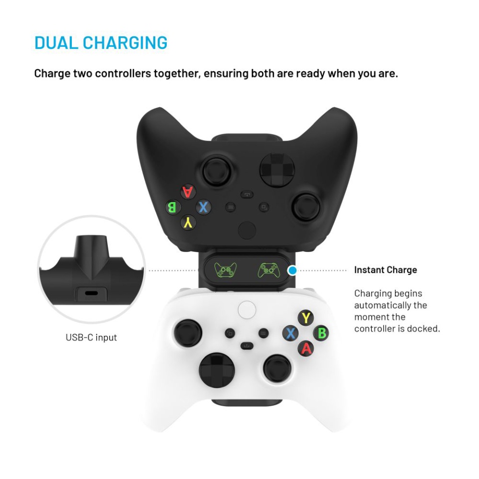 Dock Incarcare Controller Xbox FIXED FIXXB-DCC-BK, Dual Port, Compatibil Xbox Series S/X, Elite, One, LED Status, USB-C, [Culoare necunoscută] - 3 | YEO