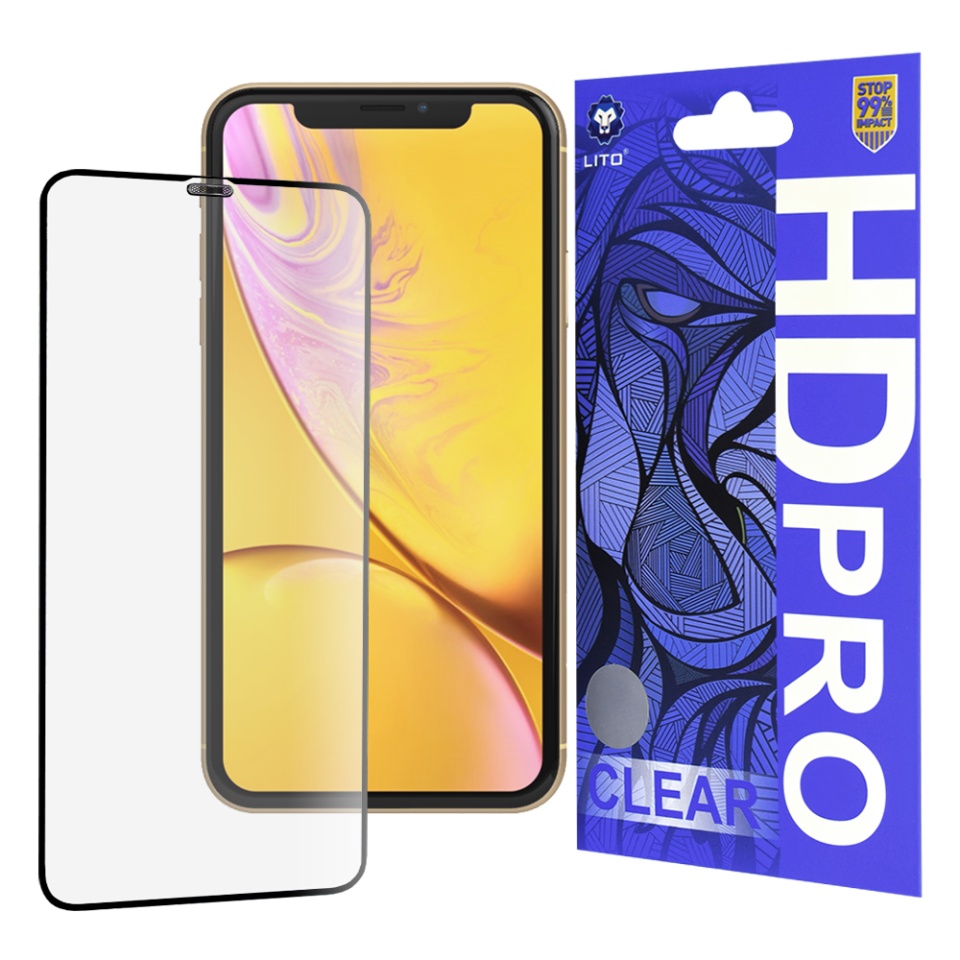 Folie de Sticla iPhone 11 / XR, Sticla securizata, Lito, HD Pro Clear, Negru