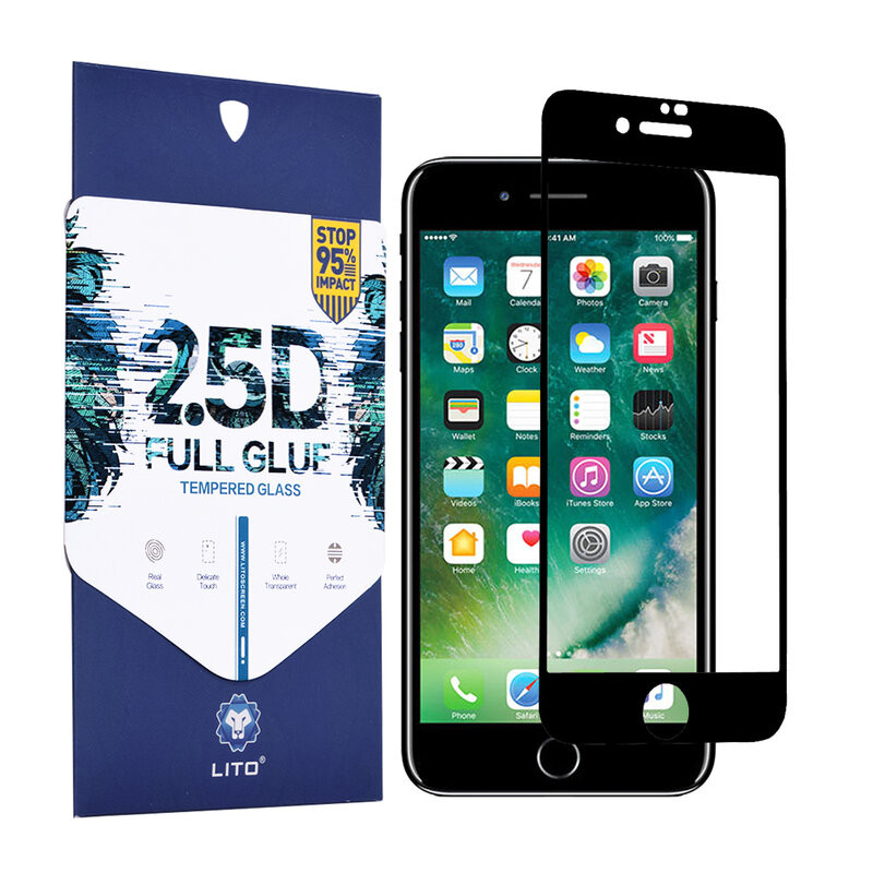 Folie de sticla iPhone 7 Plus / 8 Plus, 2.5D FullGlue LITO - Negru