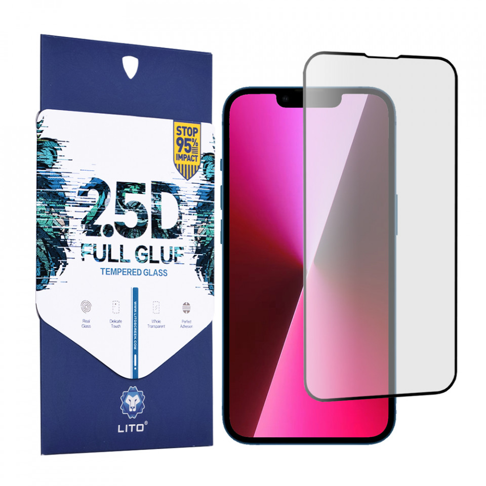Folie iPhone 13 / 13 Pro / iPhone 14, 2.5D FullGlue Glass, LITO - Negru