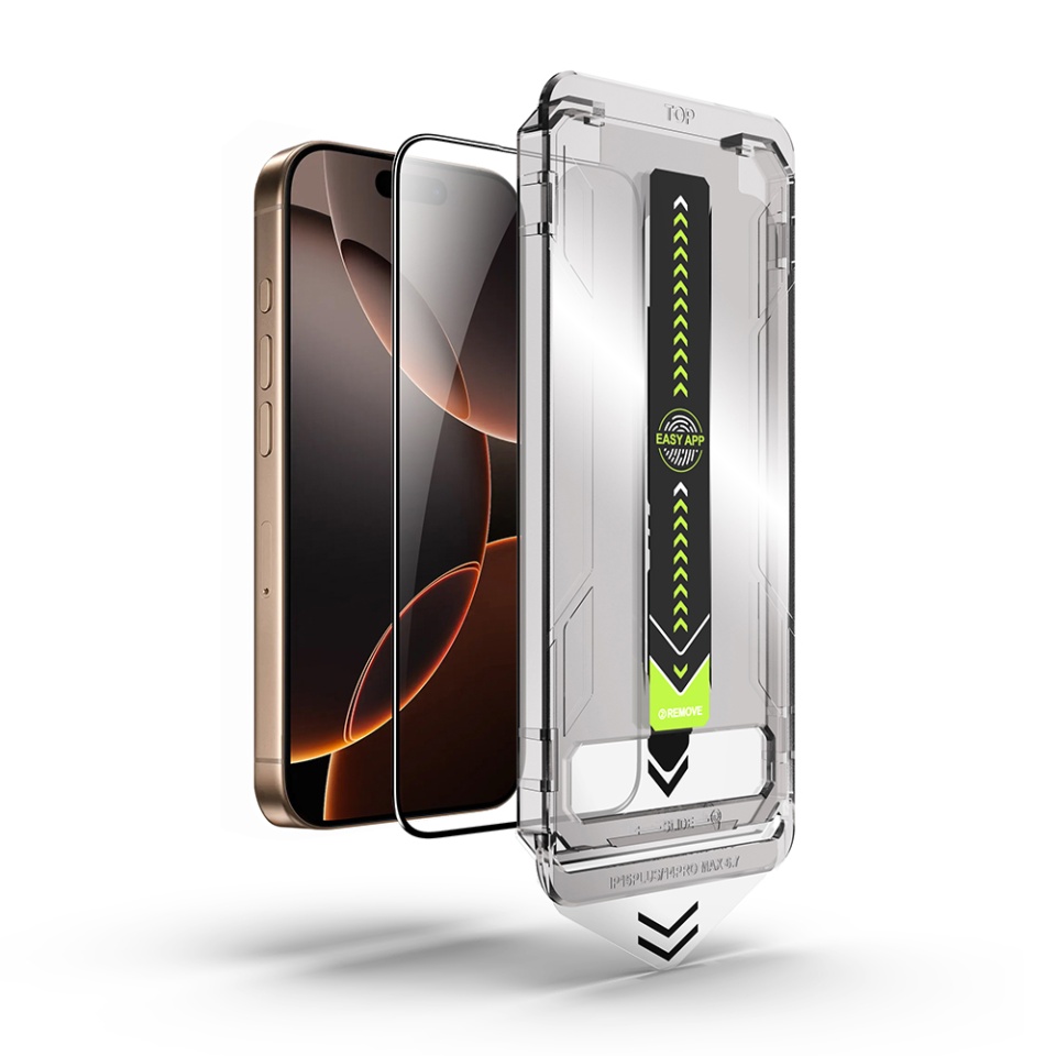 Folie pentru iPhone 15 Pro Max, SKYDDAR INNOVATION, Sticla Securizata, Ultra HD, TitanGlass, Montare Simplă, set cu sticker, Transparent - 1 | YEO