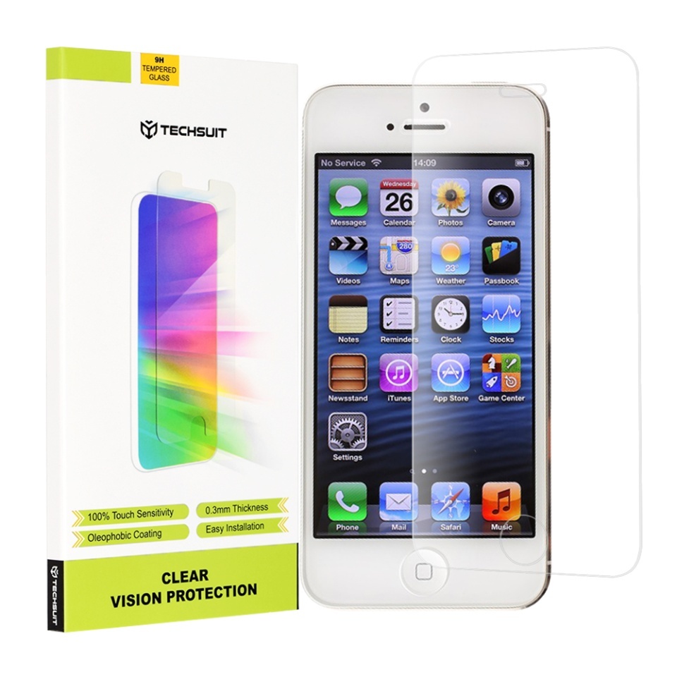 Folie pentru iPhone 5/ 5s/ SE, SKYDDAR INNOVATION, Protectie 9H, 0.3mm, Clear Vision, set cu sticker, Transparent