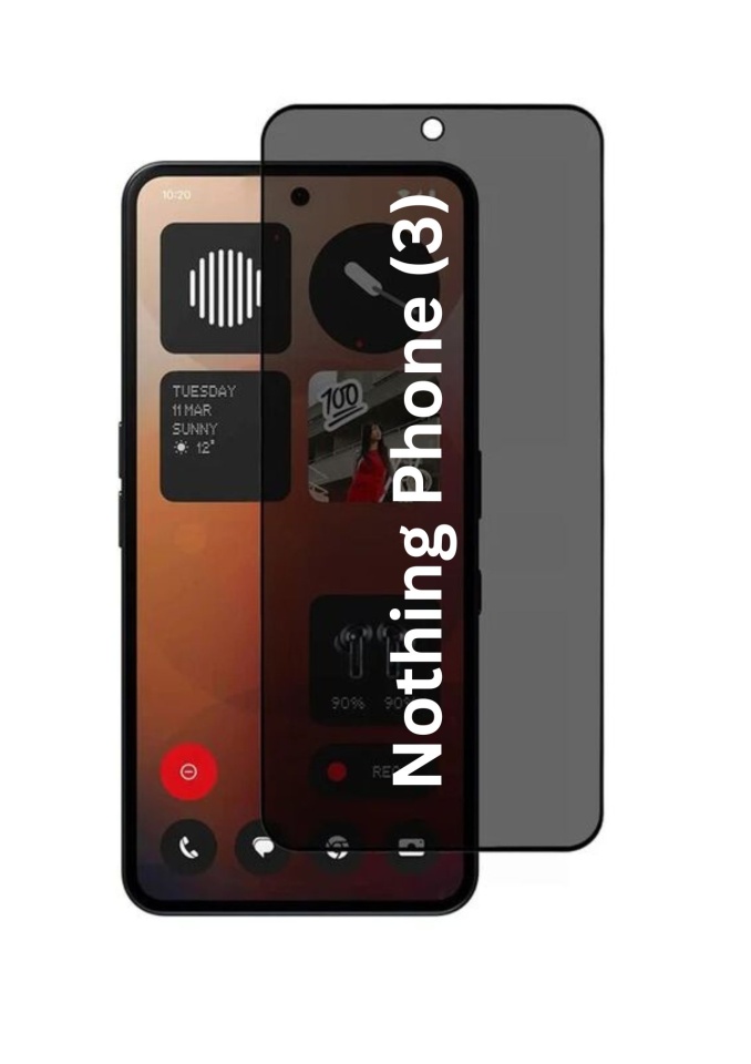 Folie pentru Nothing Phone (3), Anti-spy Ultra HD, Protectie 9H, Montare Simplă, 111D, set cu sticker, Privacy