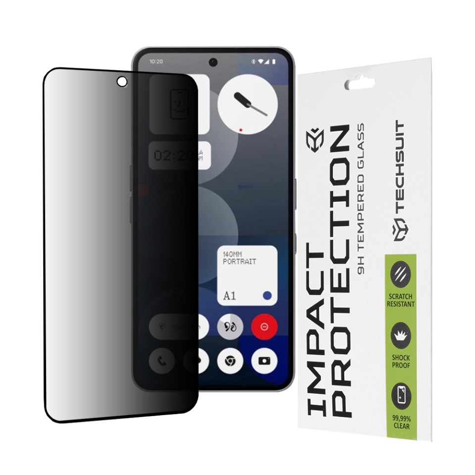 Folie pentru Nothing Phone (3a), Anti-spy Ultra HD, Protectie 9H, Montare Simplă, 111D, Privacy, set cu sticker
