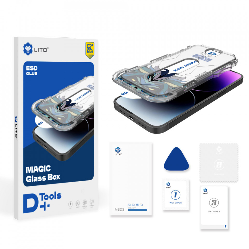 Folie sticla iPhone 14 Pro Max, Lito Magic Glass Box - Clear - 1 | YEO