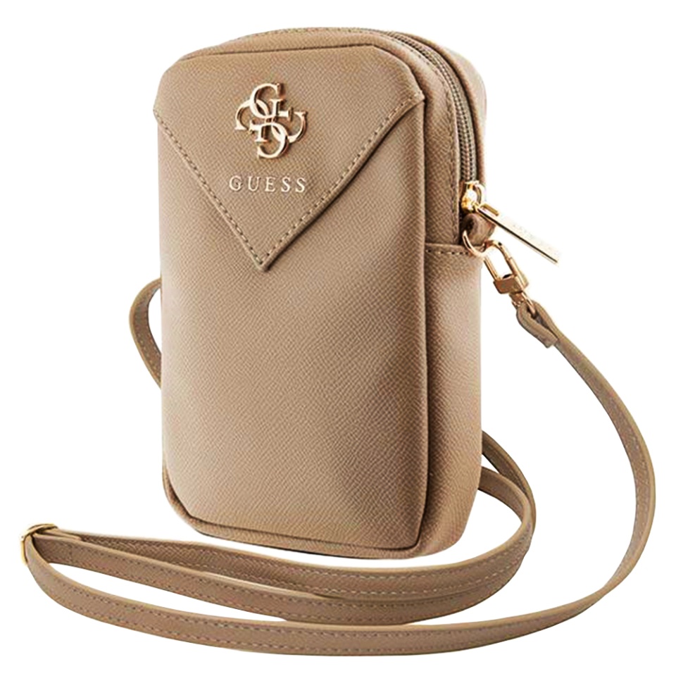 Geanta Guess, Piele Ecologica, Zip Triangle 4G, Auriu