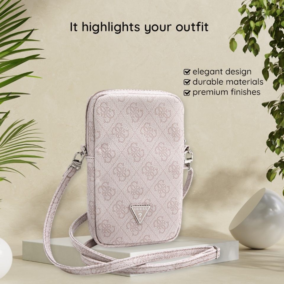 Geanta Guess, Piele Ecologica, Zip Triangle 4G, Roz - 4 | YEO