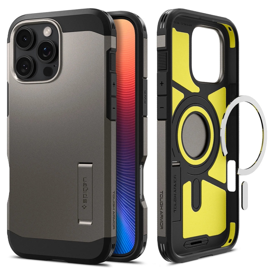 Husa Antisoc iPhone 16 Pro, Spigen Tough Armor - Cenusiu