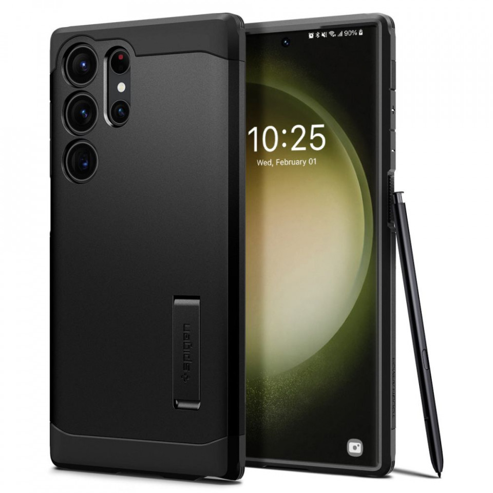 Husa Antisoc Samsung Galaxy S23 Ultra, Spigen Tough Armor - negru
