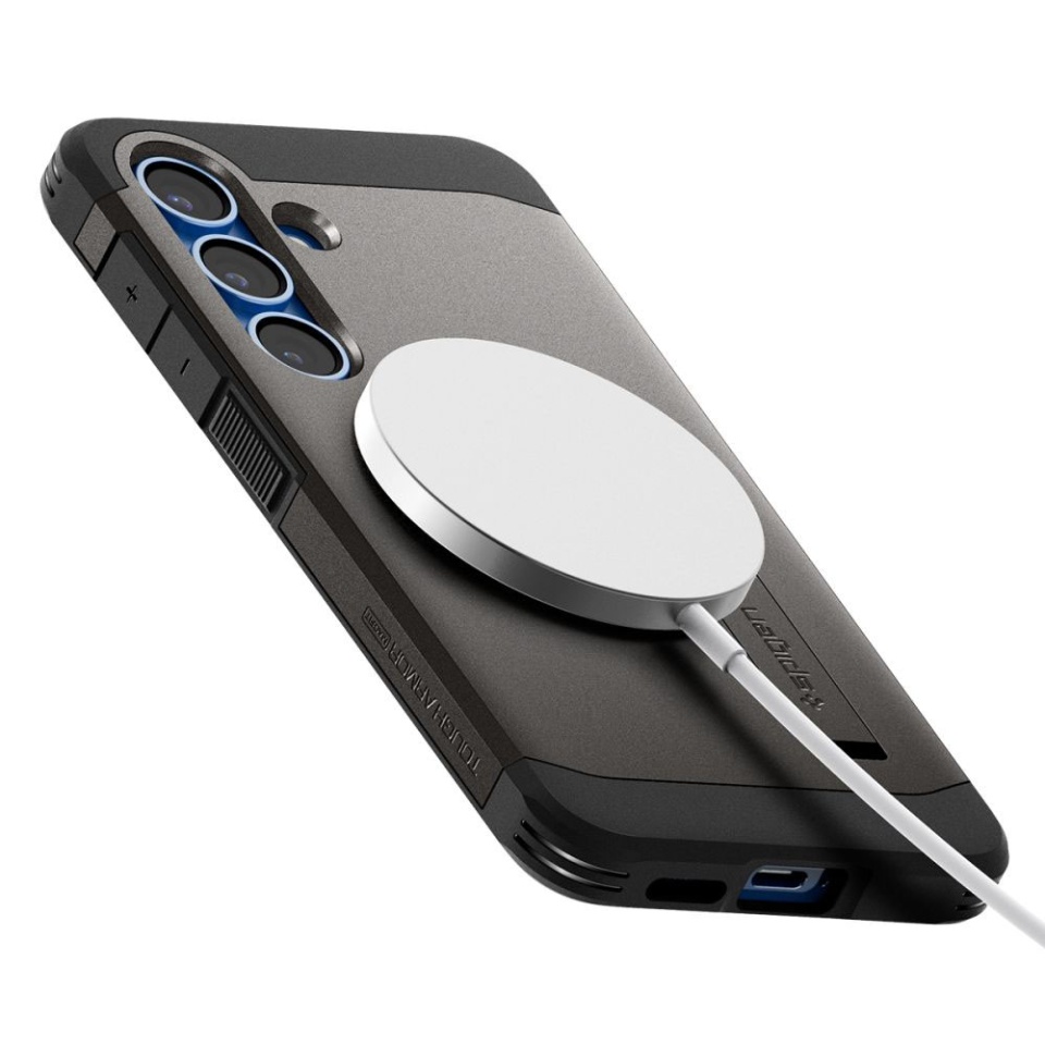 Husa Antisoc Samsung Galaxy S25, Spigen Tough Armor - Cenusiu - 3 | YEO