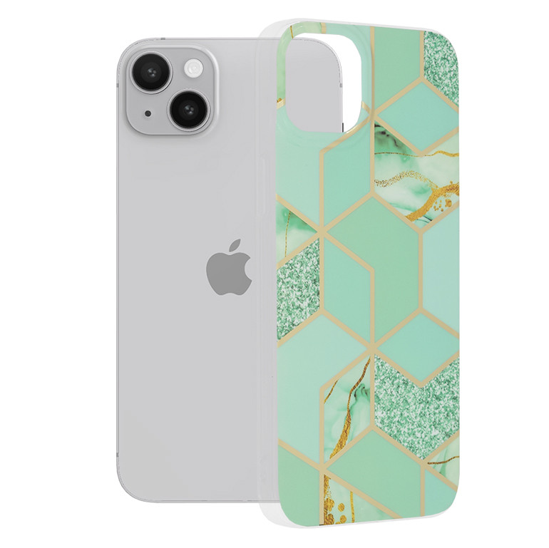 Husa Apple iPhone 14 Plus Marble Series, Techsuit - Green Hex