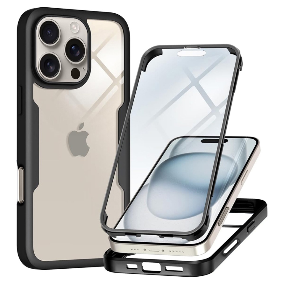 Husa + Folie pentru iPhone 16 Pro Max, SKYDDAR INNOVATION, [Pachet 360°] ColorVerse MagSafe, Negru, set cu sticker