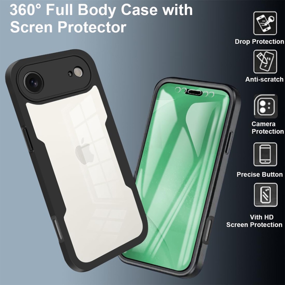 Husa + Folie pentru iPhone Air, SKYDDAR INNOVATION, [Pachet 360°] ColorVerse, set cu sticker, Mov - 1 | YEO