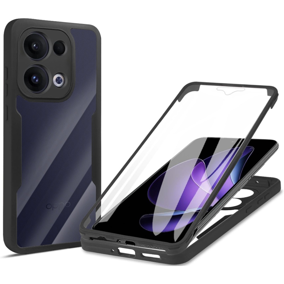 Husa + Folie pentru Oppo Reno13, SKYDDAR INNOVATION, [Pachet 360°] ColorVerse, Negru, set cu sticker