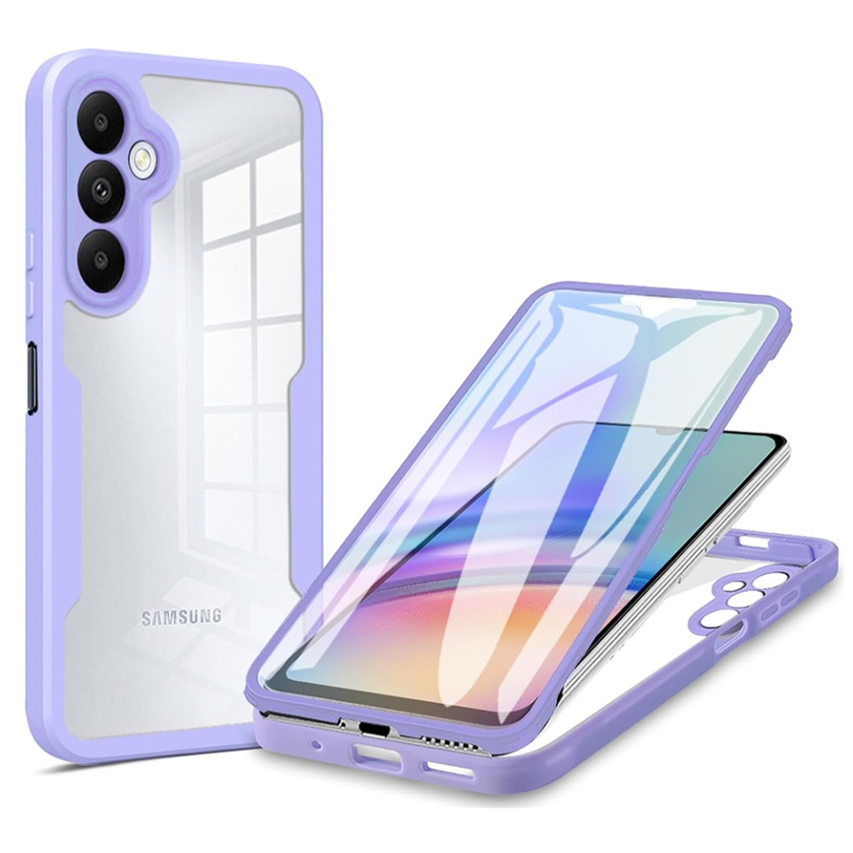 Husa + Folie pentru Samsung Galaxy A25 5G, SKYDDAR INNOVATION, [Pachet 360°] ColorVerse, Mov, set cu sticker