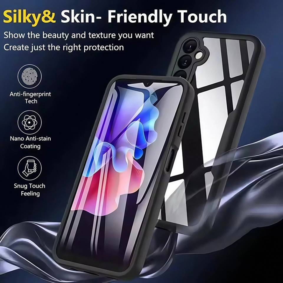 Husa + Folie pentru Samsung Galaxy S25 FE, SKYDDAR INNOVATION, [Pachet 360°] ColorVerse, set cu sticker, Negru - 2 | YEO